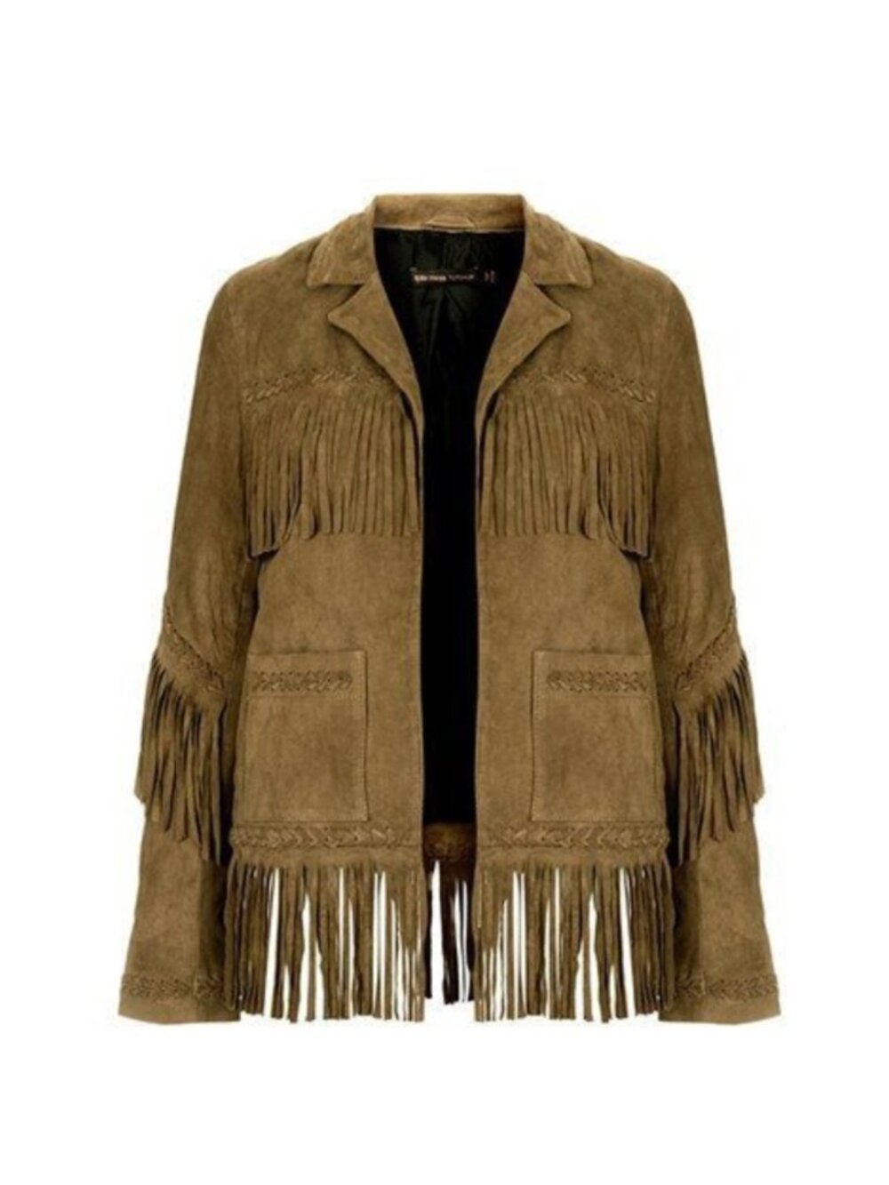 Kate Moss for Topshop Suede Fringe Jacket Brown Western Boho Rare US 2 UK 6